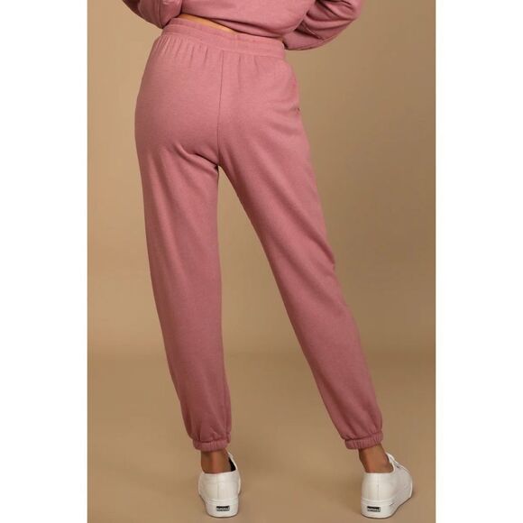 Lulus Boat House Mauve Pink Drawstring Joggers - Picture 3 of 5